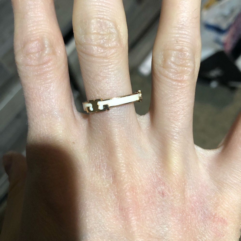 White and gold Tory Burch ring
